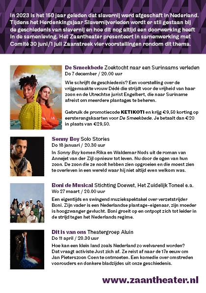 Flyer Keti Koti Zaanstreek Zaantheater